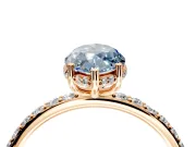 Hidden Halo Engagement Ring Setting for Fancy Blue Marquise Center with Pave Band and Prong Head in Rose Gold
