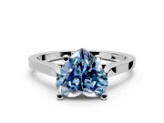 Solitaire Engagement Ring Setting for Fancy Blue Heart-Shaped Center with Tapered Shoulders and Prong Head in Platinum