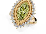 Halo Engagement Ring Setting for Fancy Yellow Marquise Center with Milgrain Bezel Rim, Plain Band and Prong Head in Yellow Gold