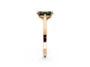 Solitaire Engagement Ring Setting for Fancy Green Emerald Cut Center with Tapered Shoulders and Prong Head in Rose Gold