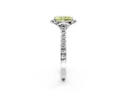 Floral Engagement Ring Setting for Fancy Yellow Radiant Cut Center with Pave Band and Floral Prong Head in Sterling Silver