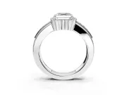 Halo Engagement Ring Setting for Asscher Cut Center with Wide Band, Inlaid Accent Row and Prong Head in Platinum
