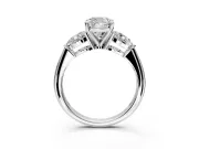 3 Stone Engagement Ring Setting for Cushion Cut Center with Large Pear-Shaped Accents and Prong Head in Platinum