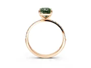 Solitaire Engagement Ring Setting for Fancy Green Radiant Cut Center with Pave Accents and Prong Head in Rose Gold