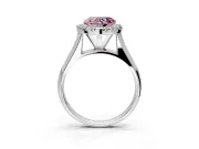 Halo Engagement Ring Setting for Fancy Pink Heart-Shaped Center with Square Band and Prong Head in White Gold