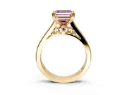 Solitaire Engagement Ring Setting for Fancy Pink Asscher Cut Center with Channel Band and Double Claw Prong Head in Yellow Gold