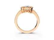 Halo Engagement Ring Setting for Oval Center with Milgrain Halo, Pave Band and Prong Head in Rose Gold
