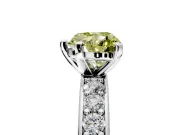 Solitaire Engagement Ring Setting for Fancy Yellow Heart-Shaped Center with Channel-Set Accents and Prong Head in White Gold