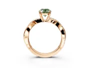 Crossover Engagement Ring Setting for Fancy Green Oval Center with Pave and Plain Strands and Prong Head in Rose Gold