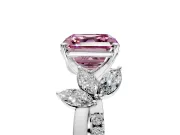 Floral Engagement Ring Setting for Fancy Pink Asscher Cut Center with Trailing Marquise Accents and Prong Head in Sterling Silver