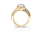 Floral Engagement Ring Setting for Asscher Cut Center with Four Accent Clusters and Prong Head in Yellow Gold