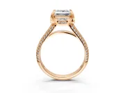 Solitaire Engagement Ring Setting for Princess Cut Center with Accented Split Shank and Prong Head in Rose Gold