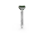 Rope Engagement Ring Setting for Fancy Green Emerald Cut Center with Accent Shoulders and Prong Head in White Gold