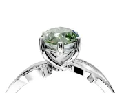 Solitaire Engagement Ring Setting for Fancy Green Marquise Center with Pave and Plain Crossover Band and Prong Head in Platinum