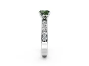 Solitaire Engagement Ring Setting for Fancy Green Cushion Cut Center with Channel-Set Accents and Prong Head in White Gold