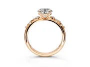 Cluster Engagement Ring Setting for Round Cut Center with Round Cut Accent Band and Prong Head in Rose Gold
