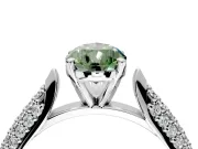 Solitaire Engagement Ring Setting for Fancy Green Pear-Shaped Center with Multi-Row Accents and Prong Head in White Gold