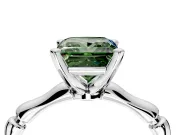 Solitaire Engagement Ring Setting for Fancy Green Princess Cut Center with Bamboo Band and Prong Head in Sterling Silver