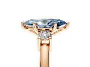 3 Stone Engagement Ring Setting for Fancy Blue Marquise Center with Wide Plain Band and Prong Head in Rose Gold