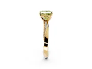 Side Accent Engagement Ring Setting for Fancy Yellow Princess Cut Center with Accent Shoulders and Prong Head in Yellow Gold
