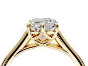 Solitaire Engagement Ring Setting for Cushion Cut Center with Cathedral Band and Prong Head in Yellow Gold