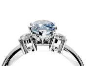 3 Stone Engagement Ring Setting for Fancy Blue Marquise Center with Wide Plain Band and Prong Head in Platinum