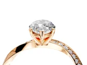 Side Accent Engagement Ring Setting for Marquise Center with Accent Shoulders and Prong Head in Rose Gold