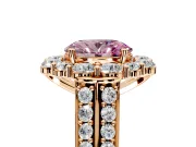 Large Accent Halo Engagement Ring Setting for Fancy Pink Oval Center with Pave Split Shank and Prong Head in Rose Gold