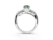 5 Stone Engagement Ring Setting for Fancy Green Marquise Center with Graduated Accents and Prong Head in Sterling Silver