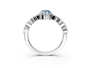 Vintage Station Engagement Ring Setting for Fancy Blue Pear-Shaped Center with Accents and Prong Head in Sterling Silver