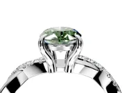 Solitaire Engagement Ring Setting for Fancy Green Oval Center with Half-Pave Crossover Band and Prong Head in Platinum