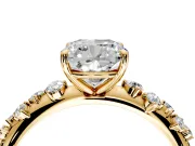 Cluster Engagement Ring Setting for Cushion Cut Center with Round Cut Accent Band and Prong Head in Yellow Gold