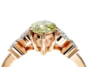 Floral Engagement Ring Setting for Fancy Yellow Marquise Center with Marquise Cluster Shoulders and Prong Head in Rose Gold