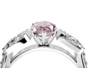 Channel-Set Engagement Ring Setting for Fancy Pink Marquise Center with Baguette Band and Prong Head in White Gold
