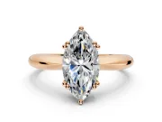 Solitaire Engagement Ring Setting for Marquise Center with Reverse Tapered Band and Prong Head in Rose Gold