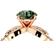 Solitaire Engagement Ring Setting for Fancy Green Round Cut Center with Criss-Cross Accent Band and Prong Head in Rose Gold