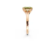 Solitaire Engagement Ring Setting for Fancy Yellow Emerald Cut Center with Plain Split Shank and Prong Head in Rose Gold