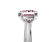 Solitaire Engagement Ring Setting for Fancy Pink Princess Cut Center with Reverse Tapered Band and Prong Head in Platinum