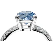 Solitaire Engagement Ring Setting for Fancy Blue Cushion Cut Center with Multi-Row Pave Accents and Basket Head in Sterling Silver