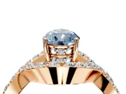 Halo Engagement Ring Setting for Fancy Blue Pear-Shaped Center with Pave Infinity Twist Band and Prong Head in Rose Gold