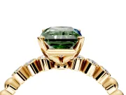 Solitaire Engagement Ring Setting for Fancy Green Radiant Cut Center with Bezel-Dot Beaded Band and Prong Head in Yellow Gold