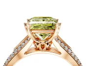 Solitaire Engagement Ring Setting for Fancy Yellow Princess Cut Center with Pave Rail Split Shank and Prong Head in Rose Gold