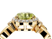 Halo Engagement Ring Setting for Fancy Yellow Round Cut Center with Floral Band and Prong Head in Yellow Gold