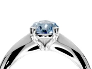 Solitaire Engagement Ring Setting for Fancy Blue Pear-Shaped Center with Reverse Tapered Band and Prong Head in Sterling Silver