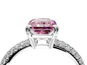 Solitaire Engagement Ring Setting for Fancy Pink Radiant Cut Center with Multi-Row Pave Accents and Basket Head in Platinum