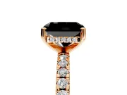 Solitaire Engagement Ring Setting for Fancy Black Radiant Cut Center with Band of Accents and Prong Head in Rose Gold