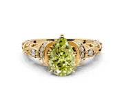 Solitaire Engagement Ring Setting for Fancy Yellow Pear-Shaped Center with Filigree Band and Prong Head in Yellow Gold