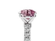 Open Basket Engagement Ring Setting for Fancy Pink Round Cut Center with Pave Band and Prong Head in Platinum