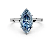 Hidden Halo Engagement Ring Setting for Fancy Blue Marquise Center with Plain Band and Tall Prong Head in Sterling Silver