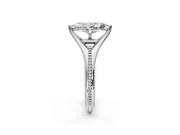 Solitaire Engagement Ring Setting for Marquise Center with Milgrain Cathedral Band and Prong Head in White Gold